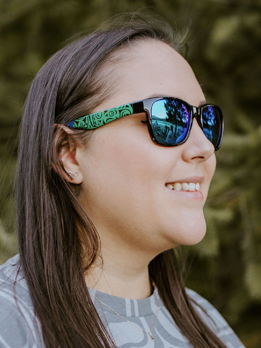 Thunderbird and Whale Sunglasses Metallic Mirror by Maynard Johnny Jr.