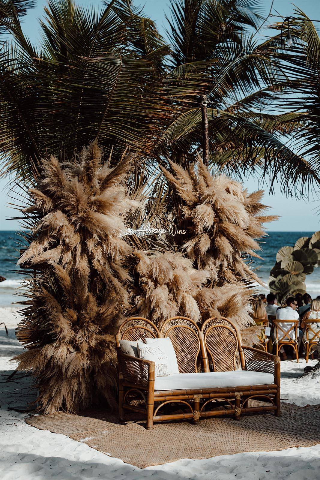 Beach wedding setting in Tulum