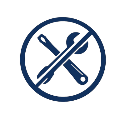 No tools allowed symbol with crossed wrenches.
