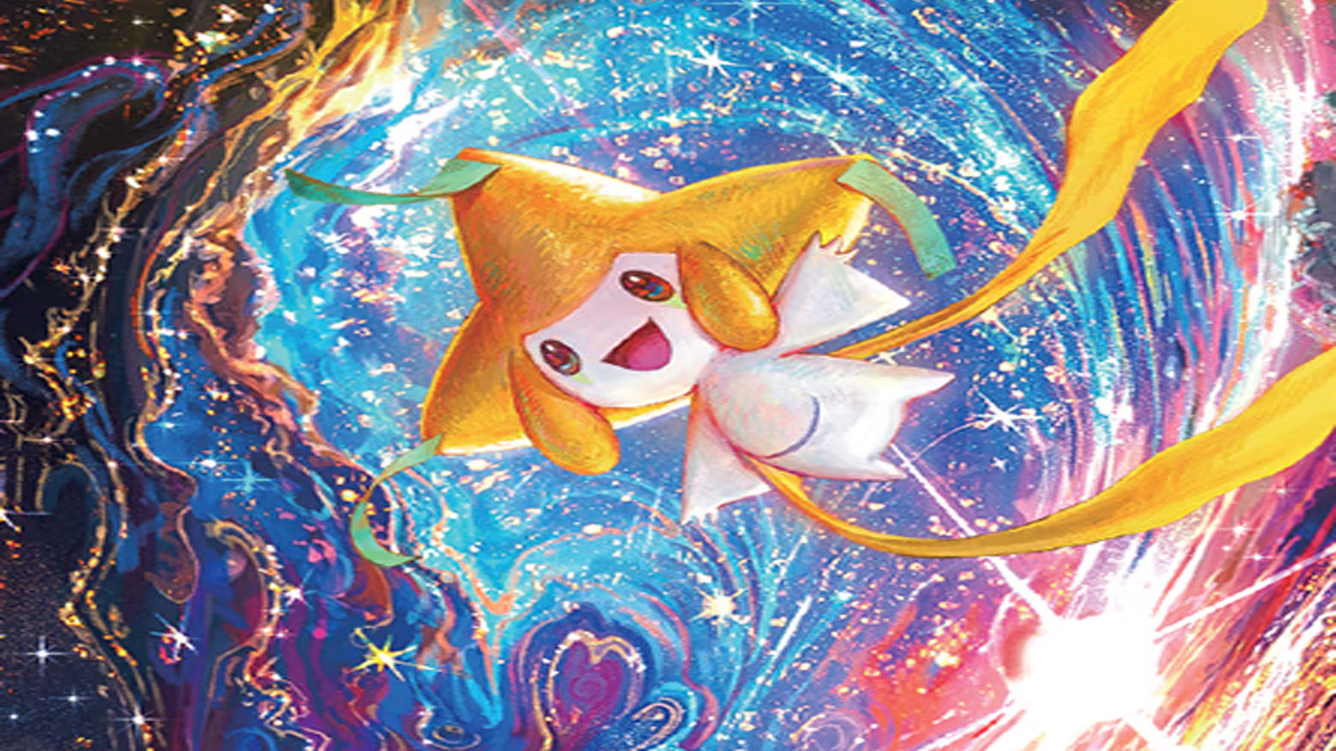 The artwork of an illustration rare Jirachi from the Pokémon TCG's 30th Celebration Set.