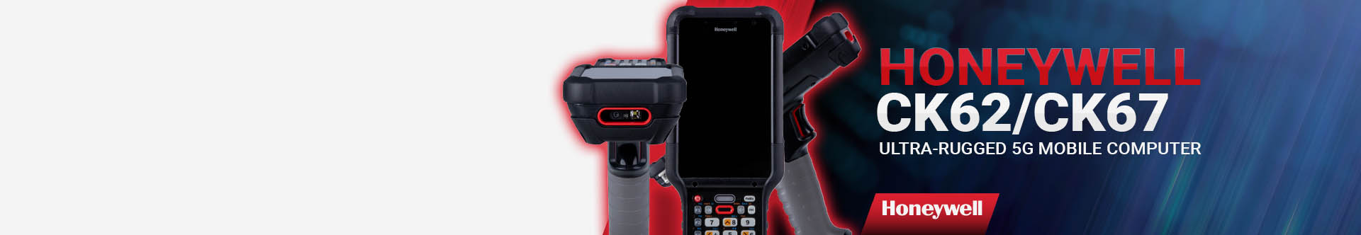 Honeywell CK62/CK67 barcode scanner promotional image.