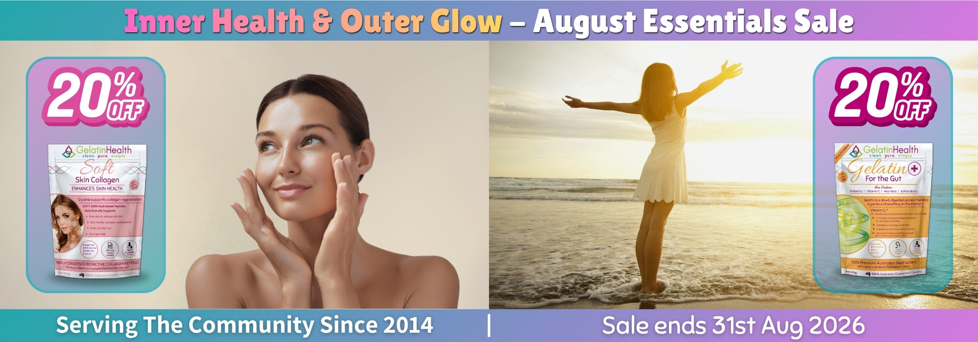 August 20% Off Soft Skin Collagen and Gut Plus