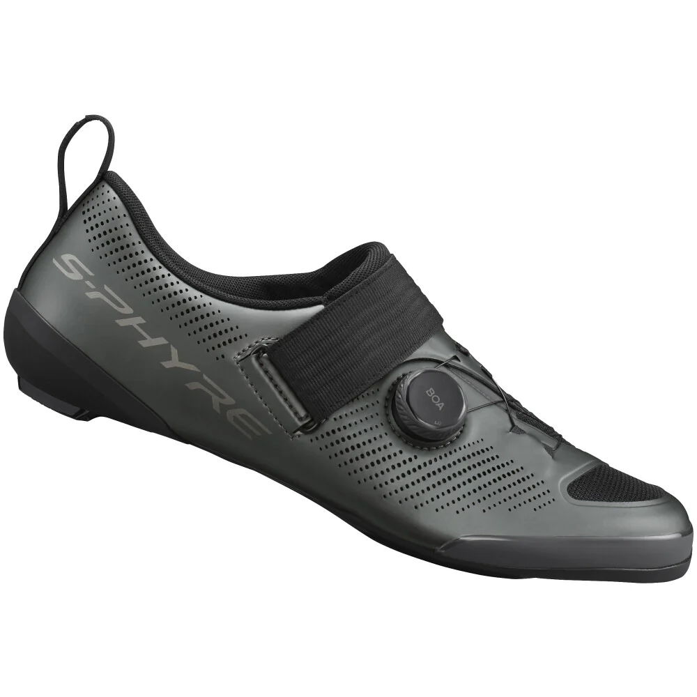 Rennradschuh S-PHYRE TR903, unisex, Matte Gunmetal (grau) in seitlicher Ansicht.