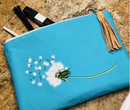 How to Sew a Zipper Pouch with Dandelion Embroidery