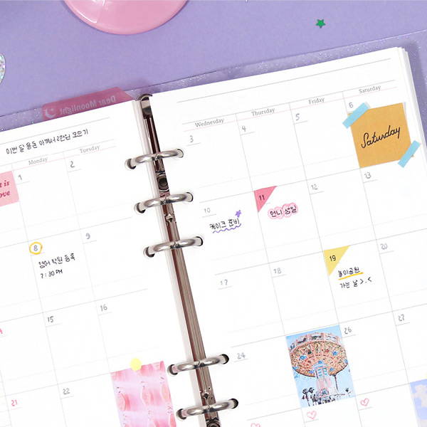 Monthly plan - Twinkle moonlight A6 6 ring dateless weekly diary planner
