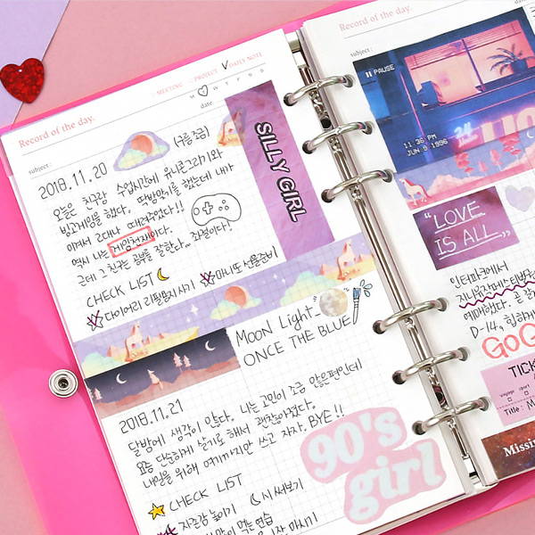 Grid note - Second Mansion Neon retro A6 6 ring dateless weekly planner