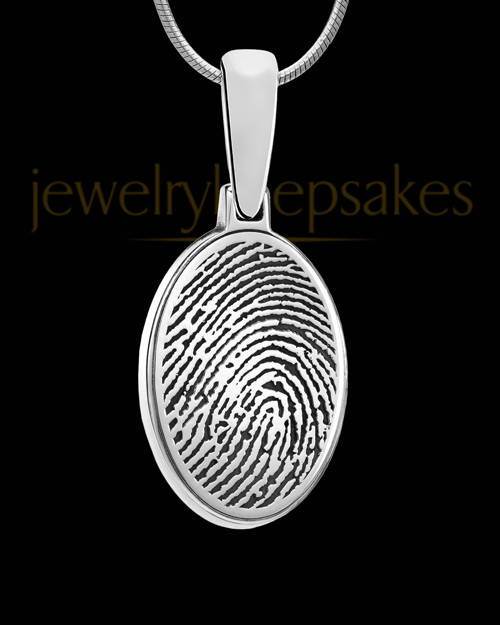 Sterling Silver Oval Fingerprint Pendant