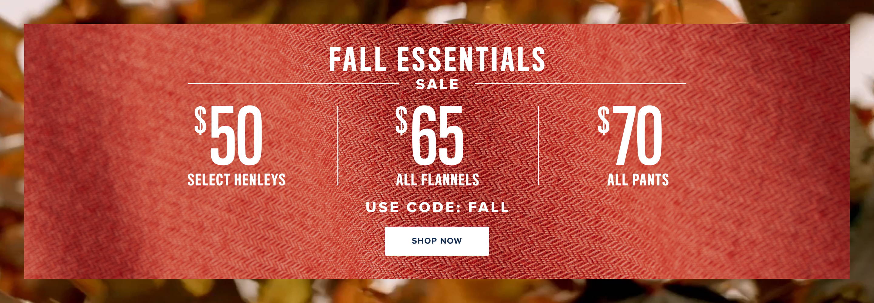 Fall Essentials Sale. 