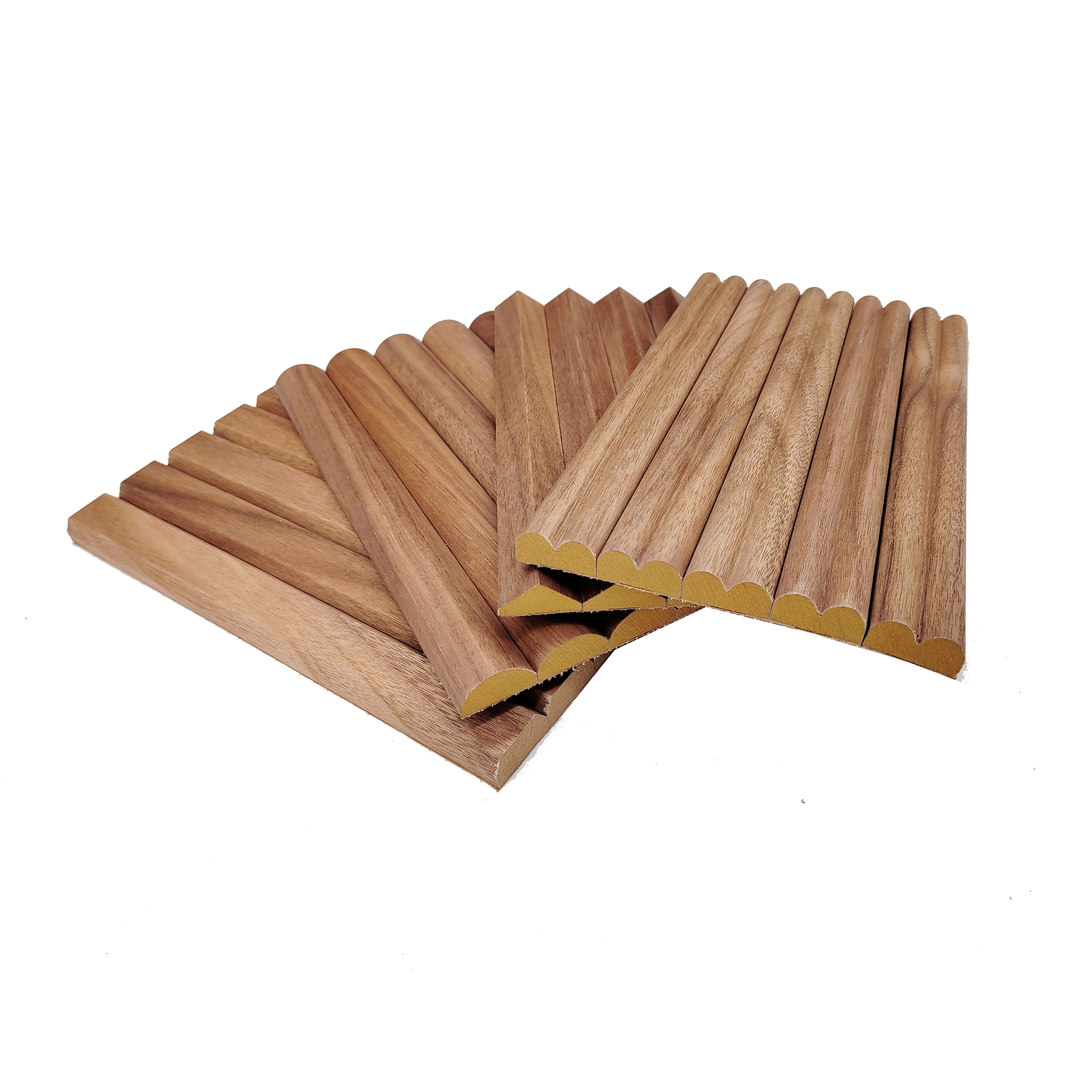 Wooden planks arranged in a staggered pattern.