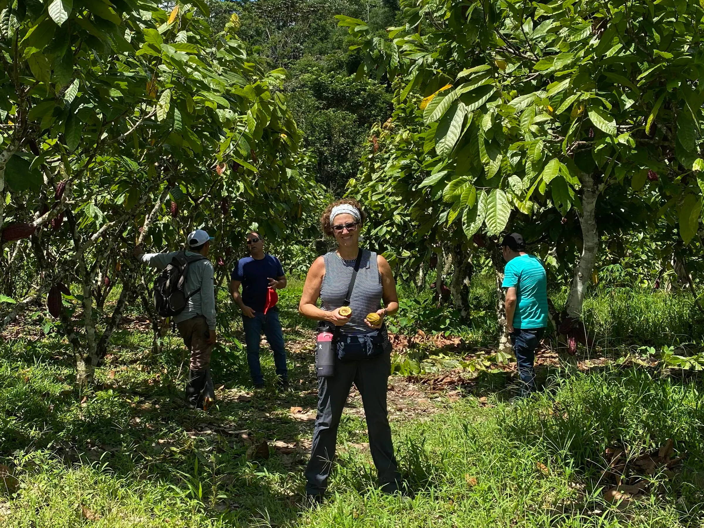 Jean Thompson on a farm in Peru