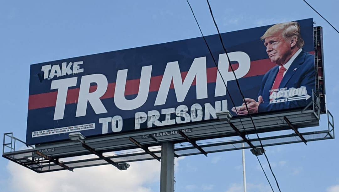 Billboard modification of Donald Trump billboard