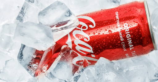 Can of coke diving into ice