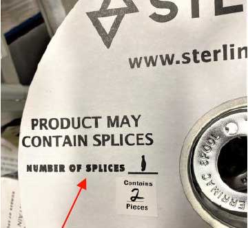 spool text indicating number of splices