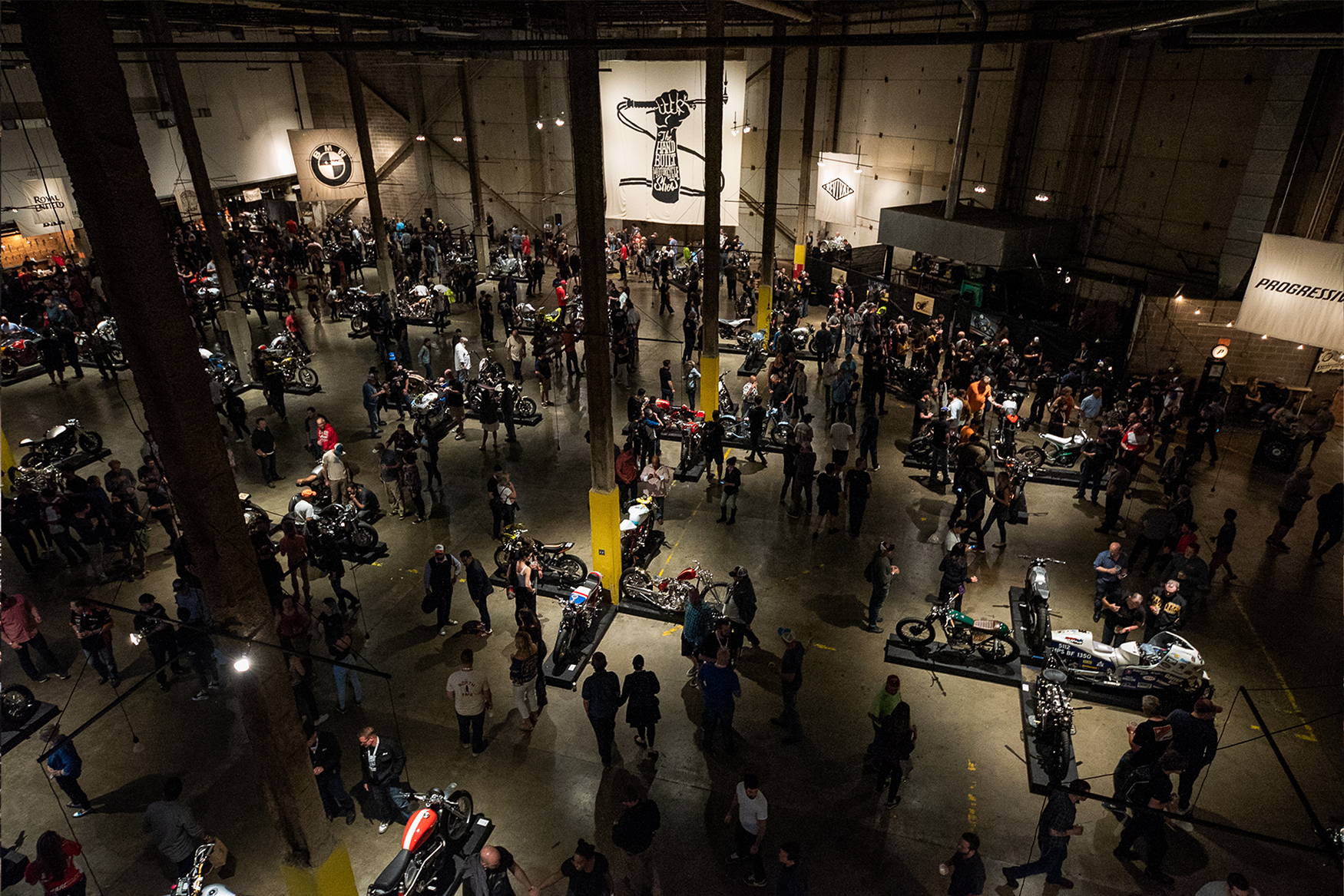 An overhead shot of the crowd at the 2019 Handbuilt Motorcycle Show