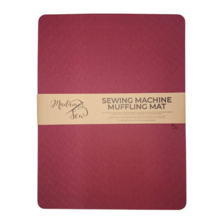 a red sewing machine mat used for muffling the sound and vibrations on a white background