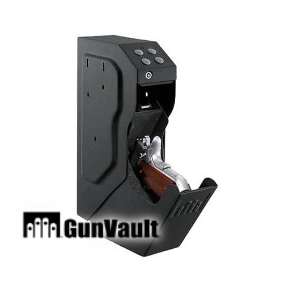 Gun vault logo and pistol safe product
