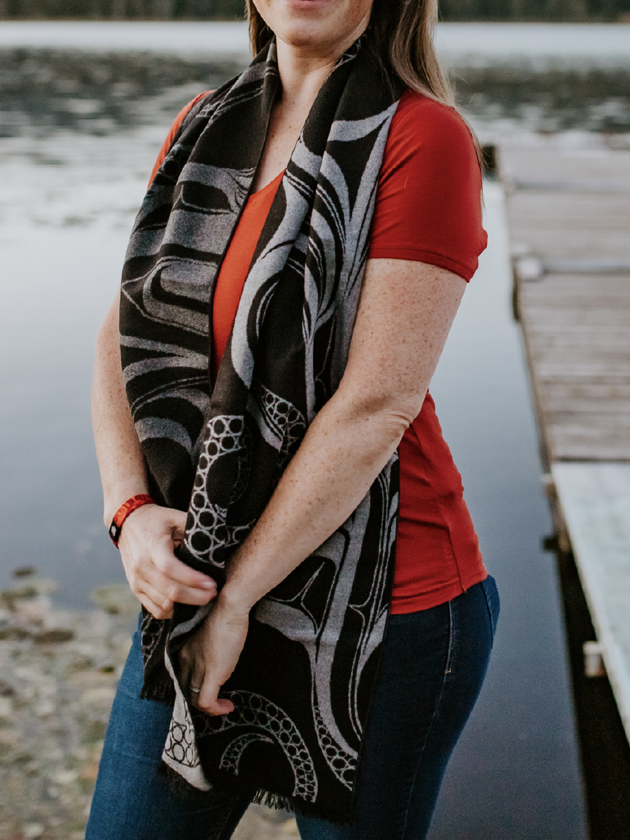 Octopus (Nuu) Brushed Silk Scarf by Ernest Swanson, Haida