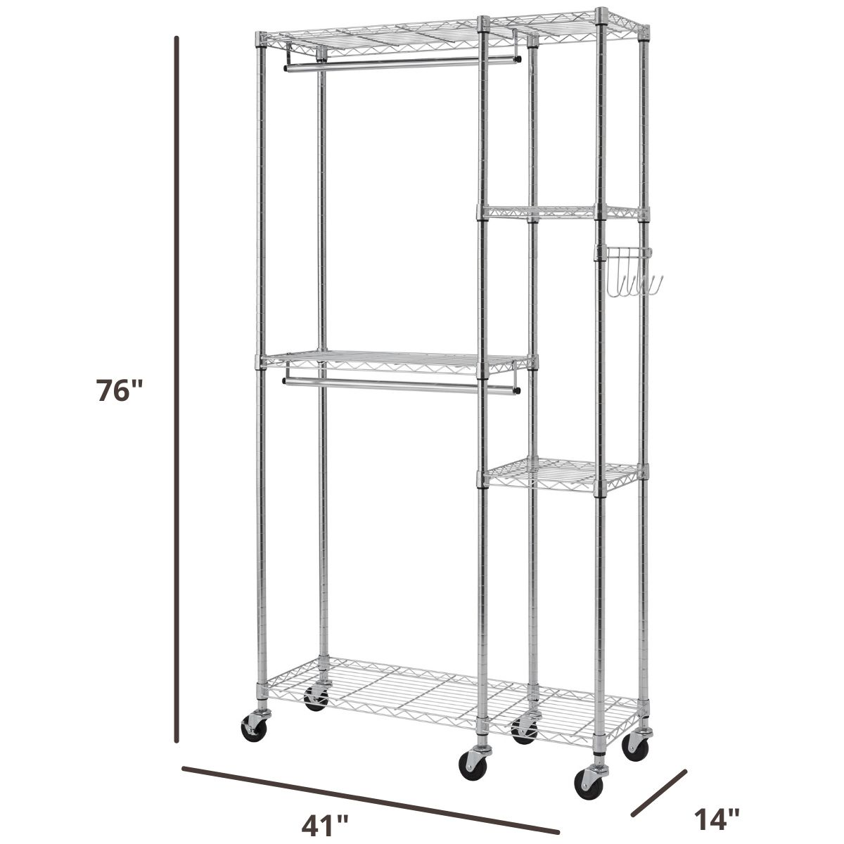 41 inches wide rolling garment rack
