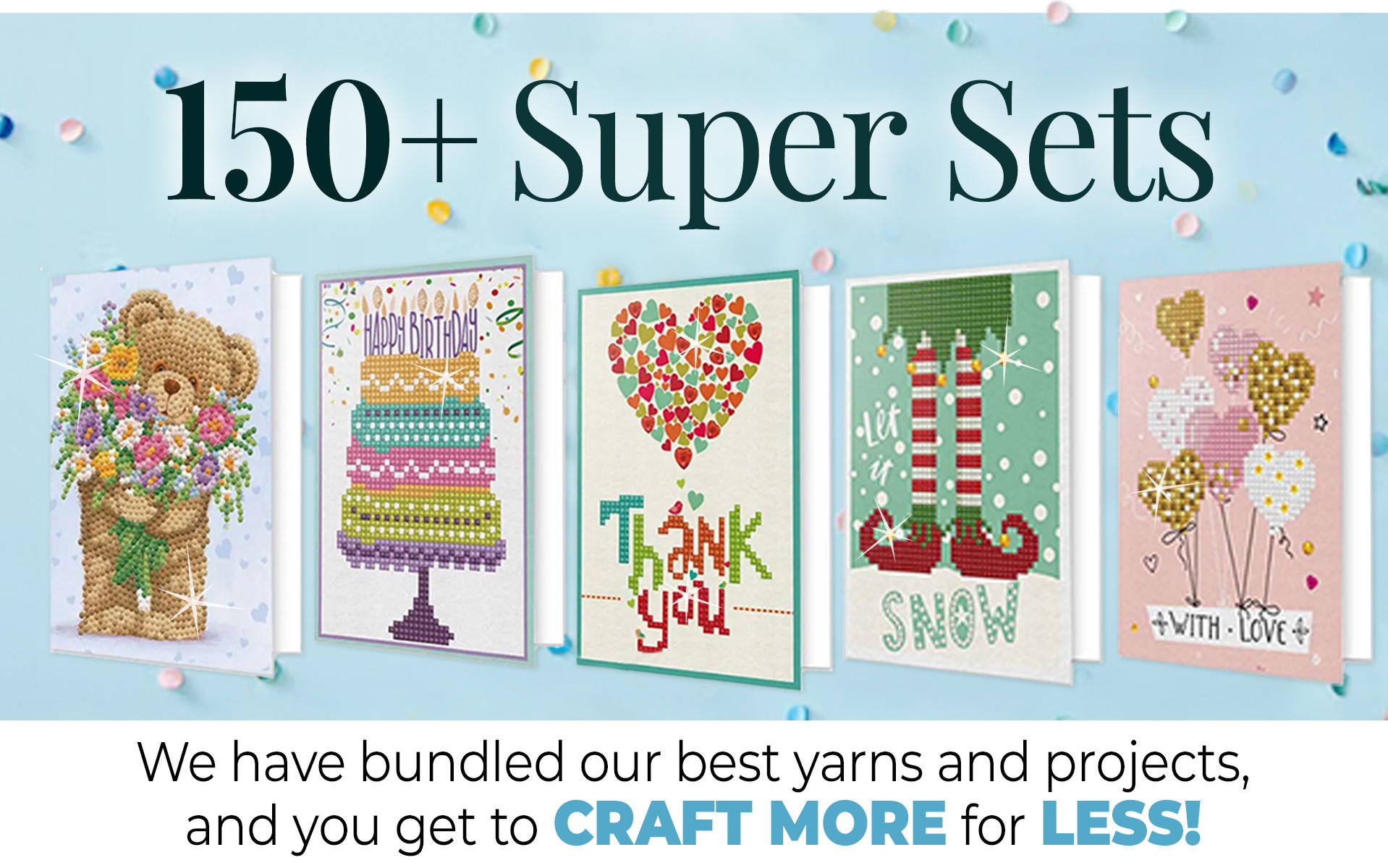 150+ Super Sets so you can craft More for Less! Image: Diamond Dotz All Occasion Card Pack, Set of 5 Diamond Painting.
