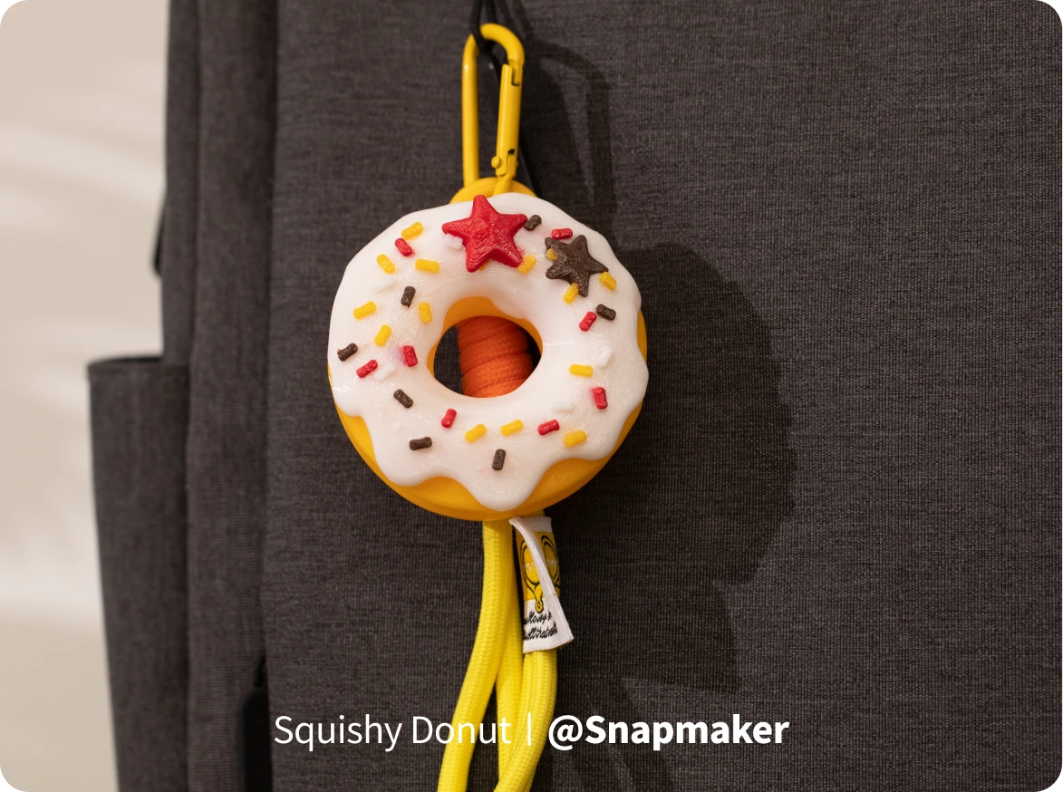 TPU 95A HF Filament squishy donut shows soft, bendable strength for playful accessories.