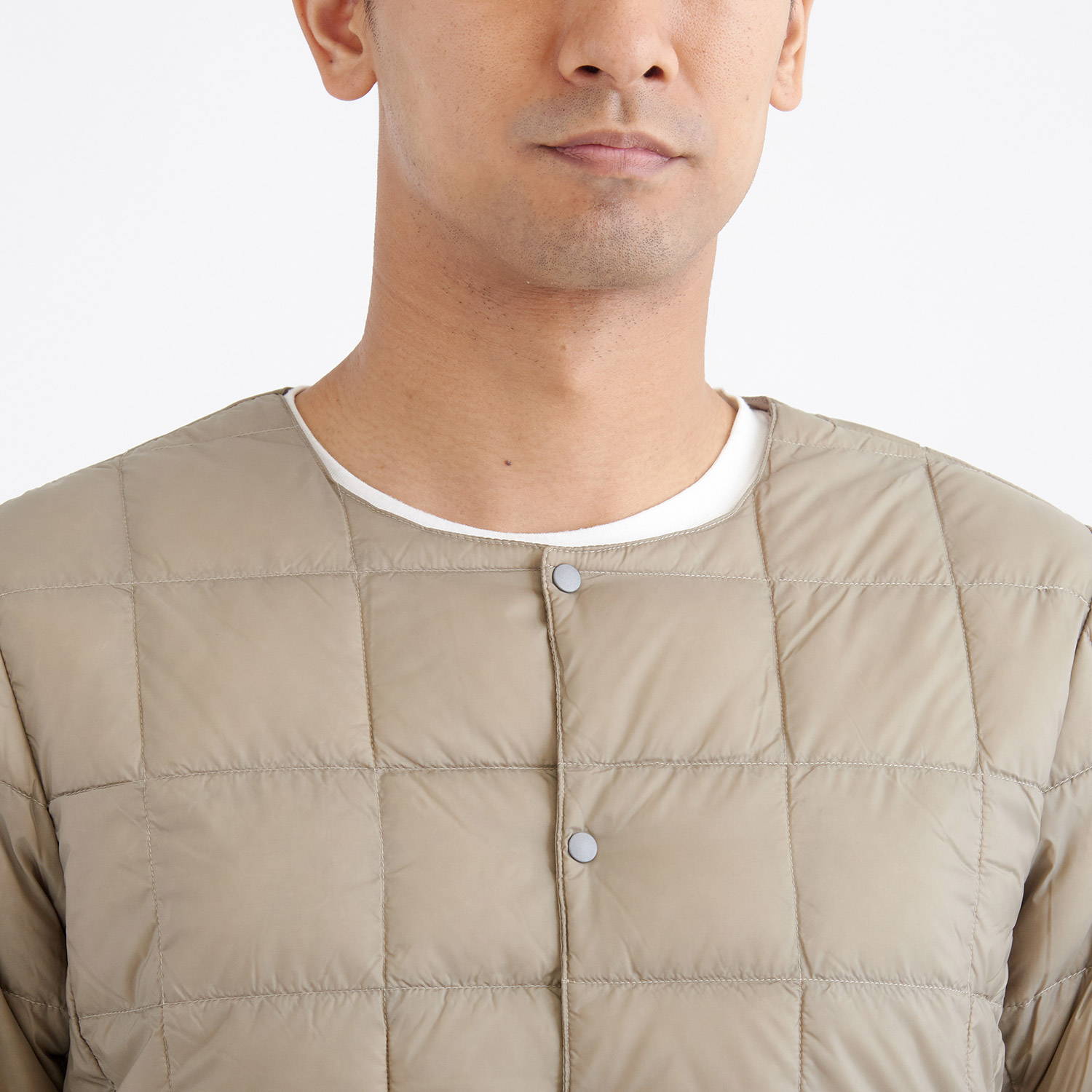TAION（タイオン）/クルーネックボタンダウンジャケット/ベージュ/MENS