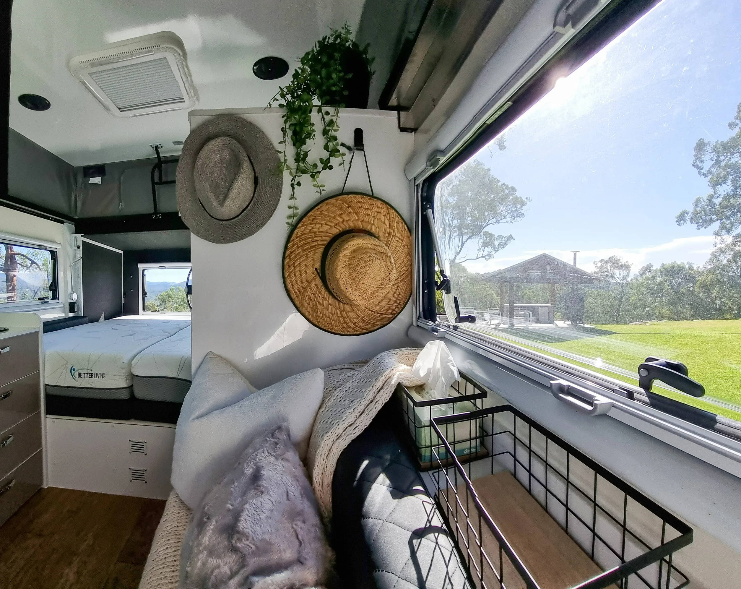 adjustable beds installed in a caravan