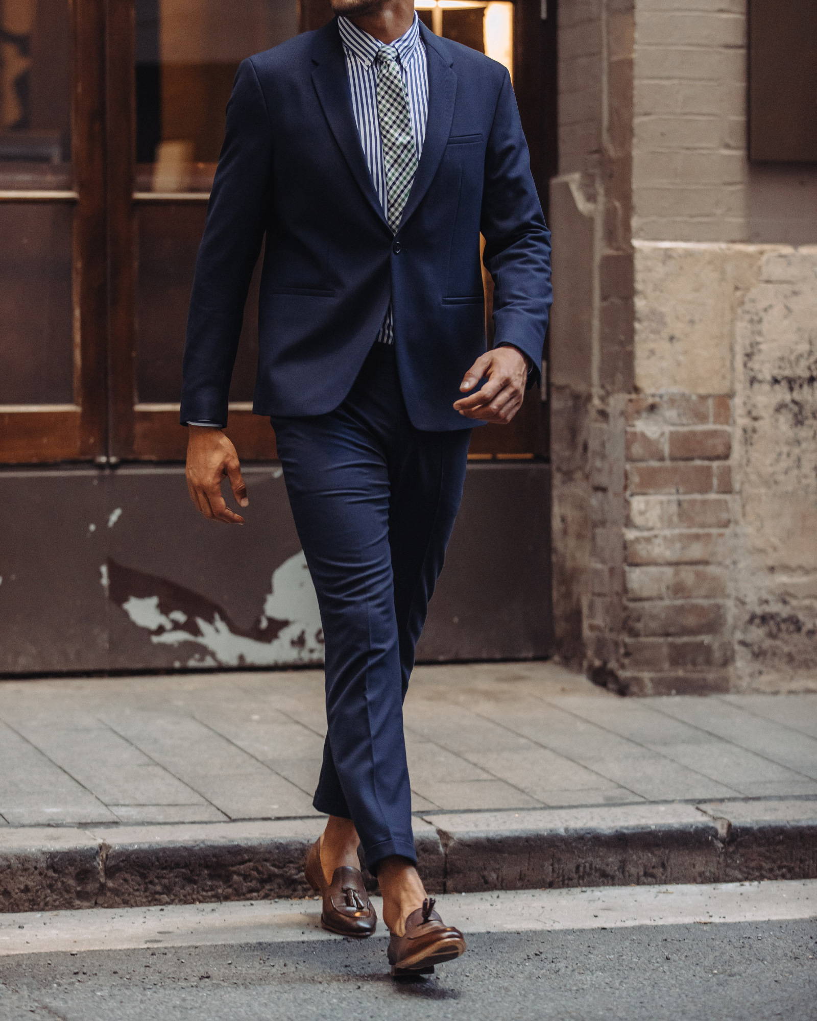 Semi formal cocktail cocktail attire with Alberto Brown Loafers