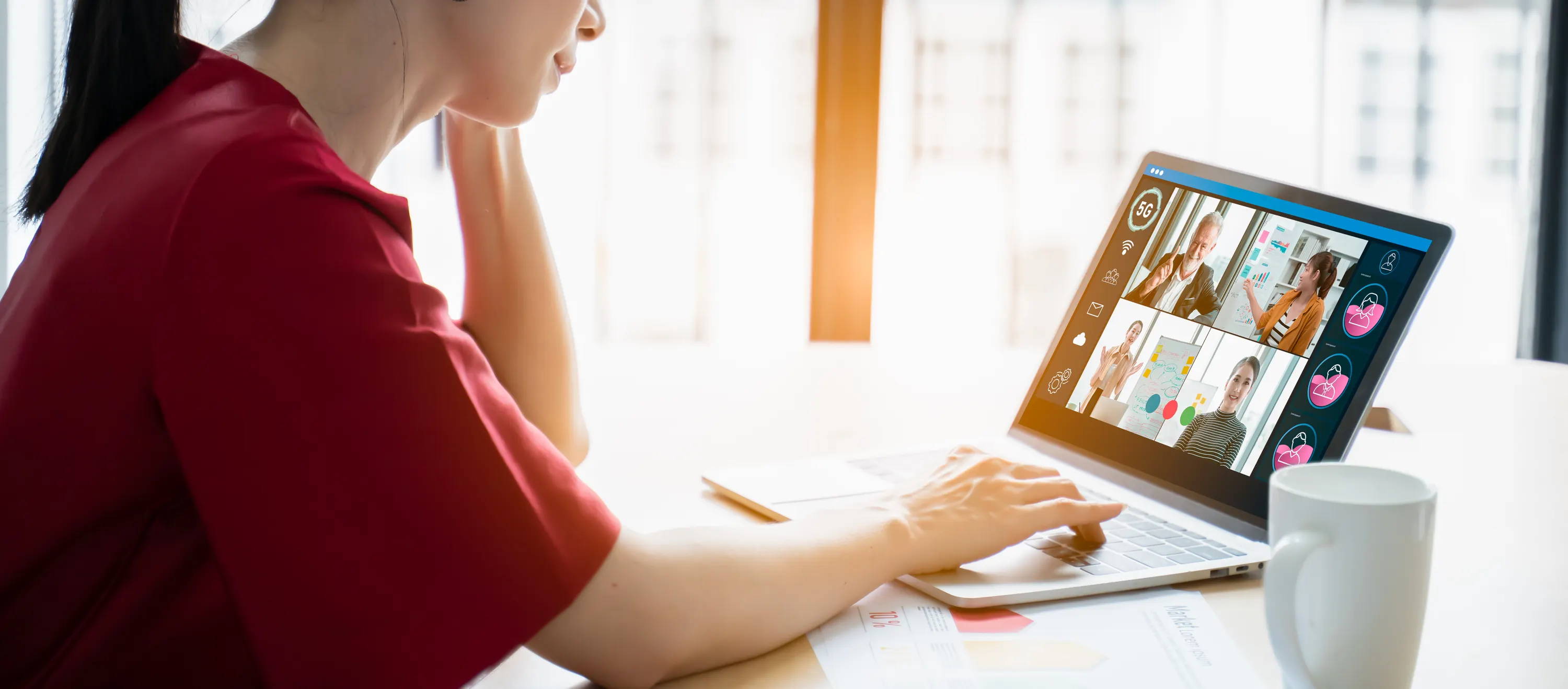 Woman on video call