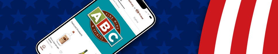 A smartphone displaying an educational app on a blue background with red stripes.