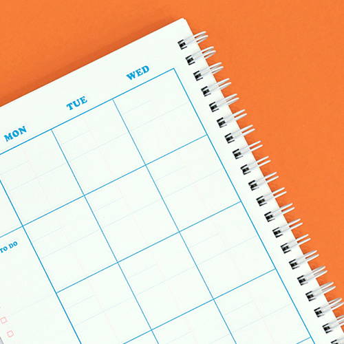 Twin-wire binding - Neon pop spiral bound dateless weekly planner