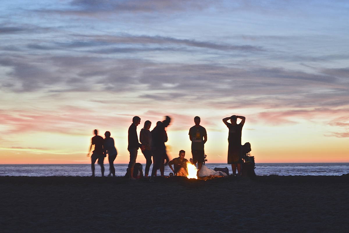 California beach bonfire camping
