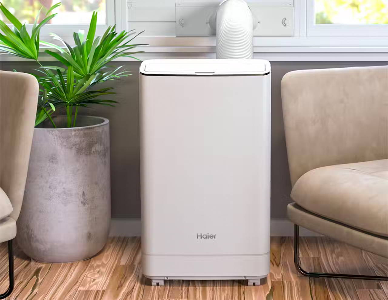 Close up of a portable air conditioner