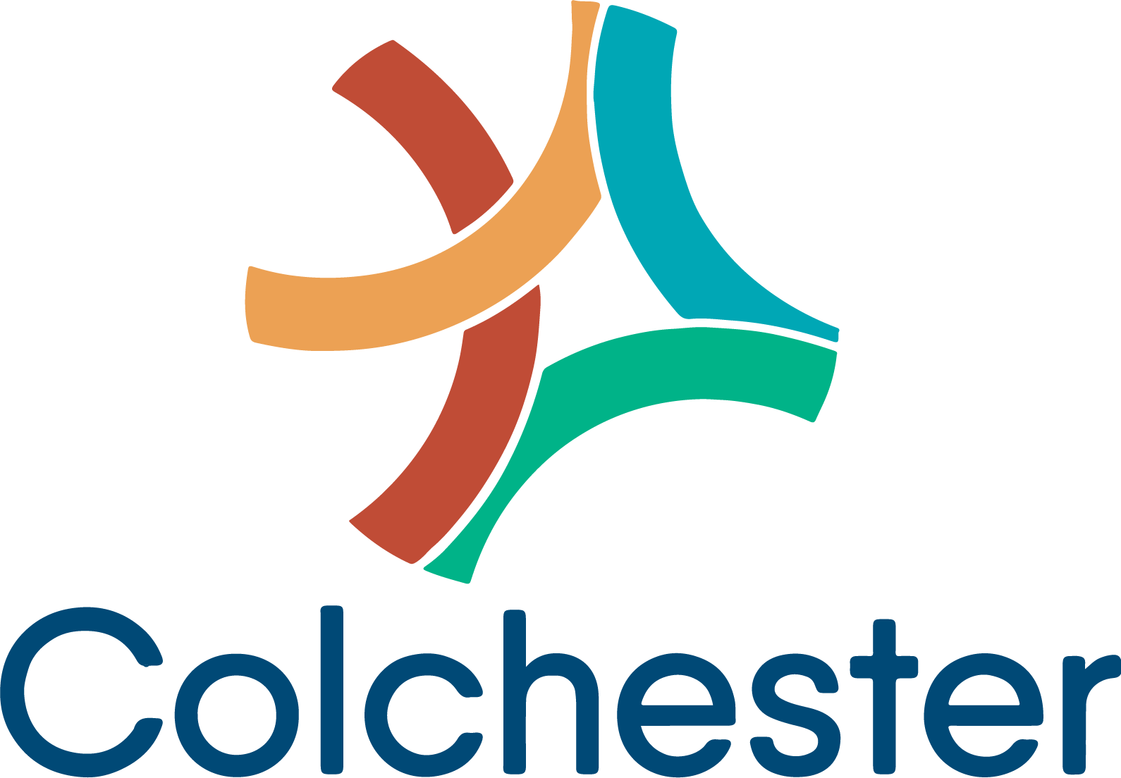 Logo of Colchester County with colorful abstract shapes.