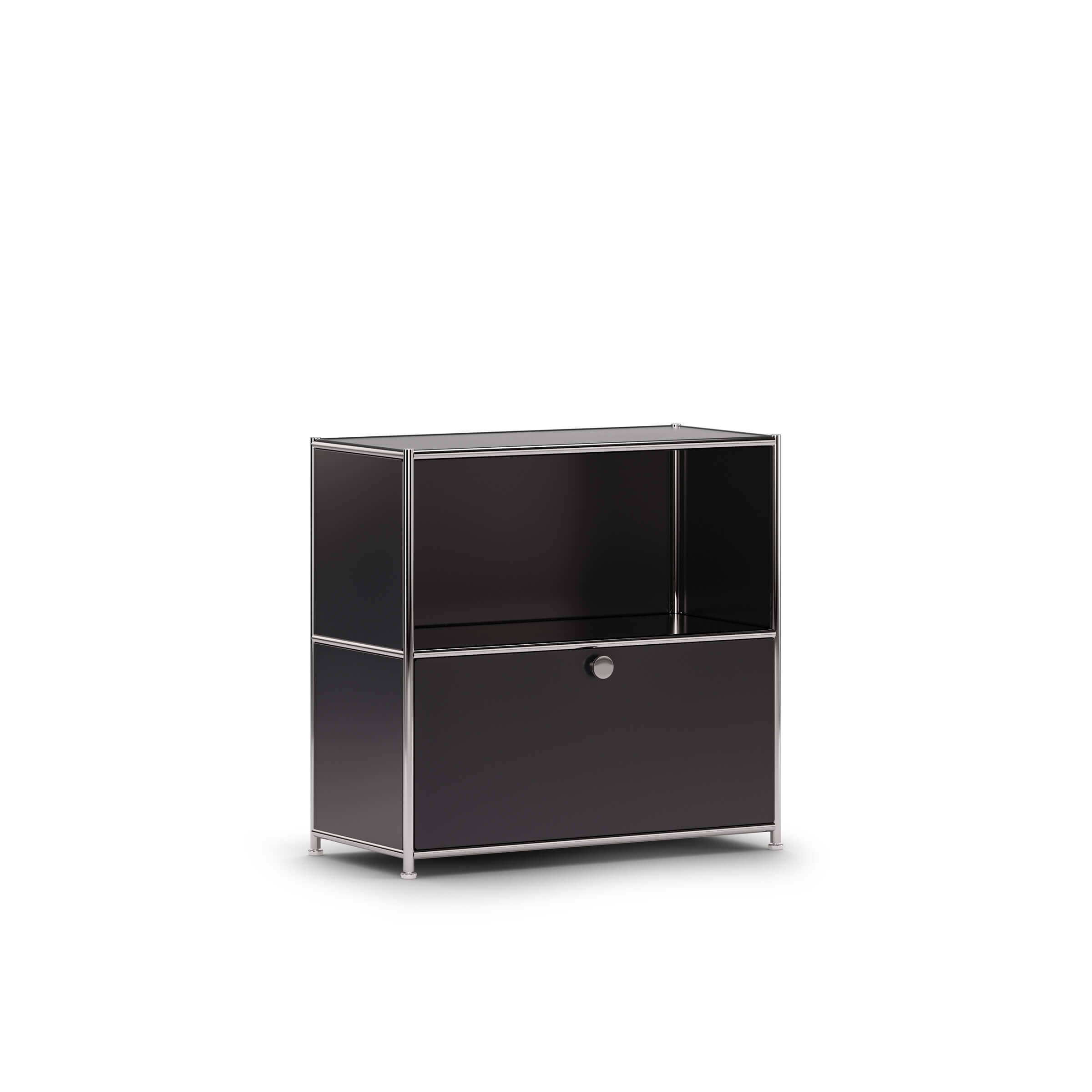 ofinto Cubox Chest of drawers, 2 shelves, 1 door, in a studio, black