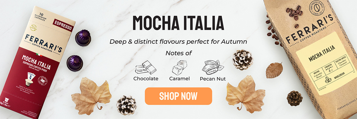Mocha Italia Coffee Beans and Pods - Deep and Distinct flavours perfect for Autumn