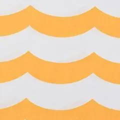 White and Yellow Cotton Fabric with Scallop Stripes