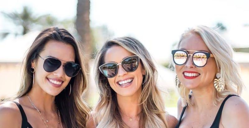 three stylish blonde women wearing Kraywoods women's sunglasses collection