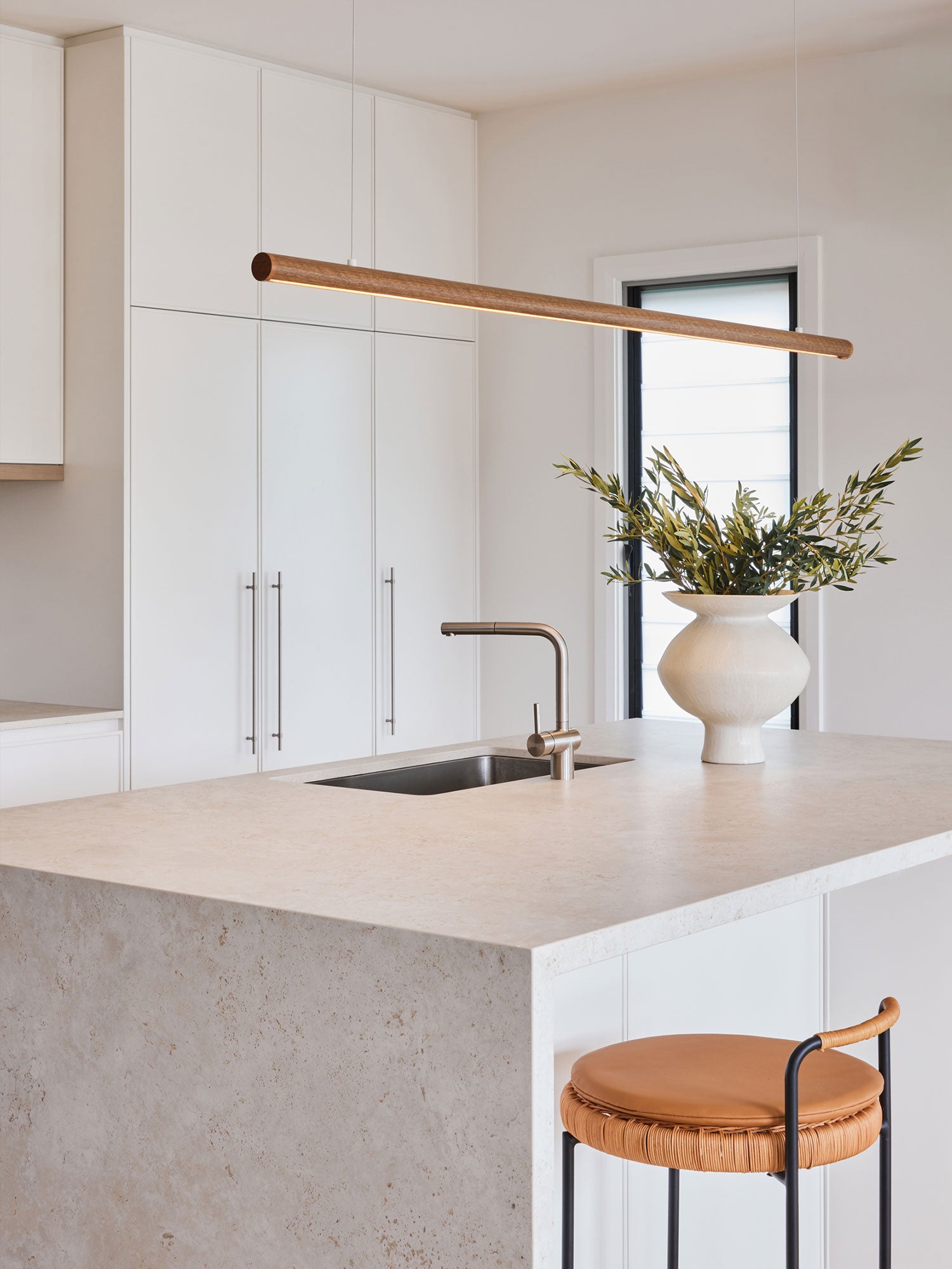 Timber ceiling light fixture for modern kitchen lighting 