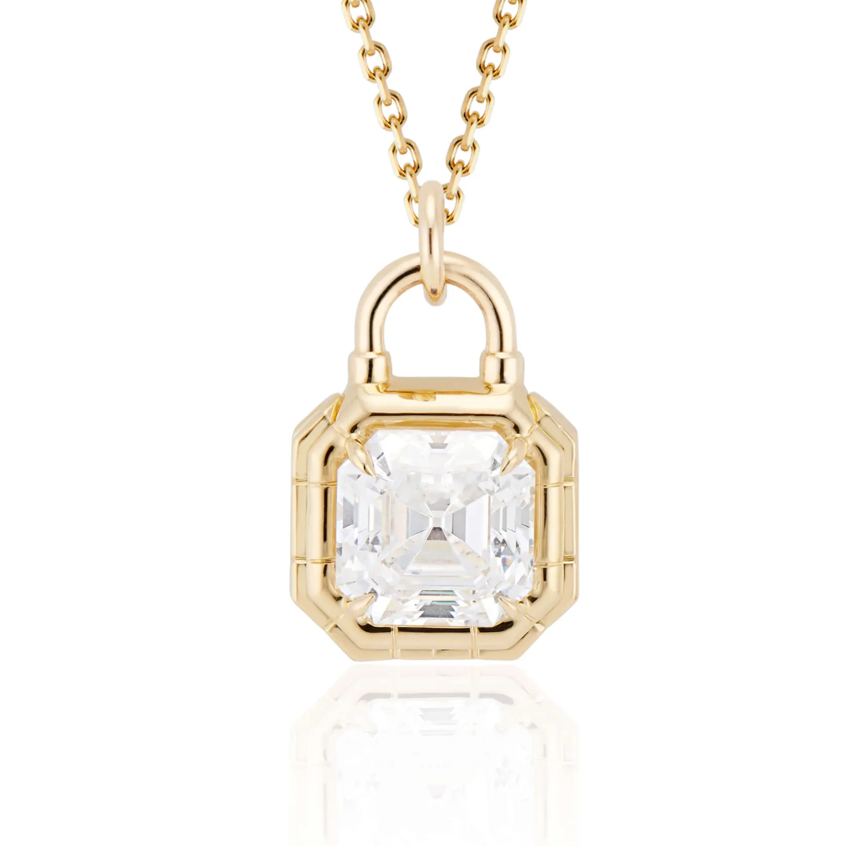 round diamond gypsy set padlock pendant