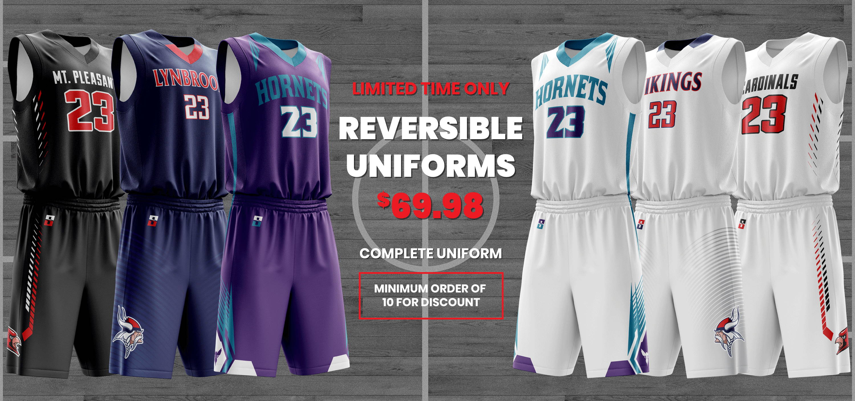sublimated reversible basketball uniforms