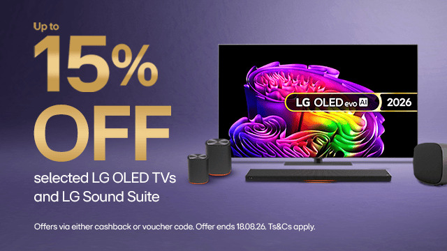 Up to 15% off selected LG OLED TVs and LG Sound Suite