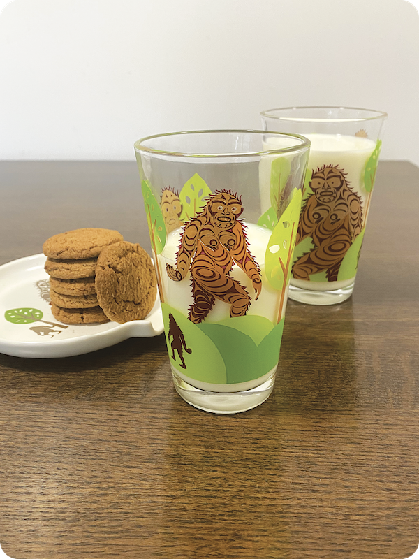 Sasquatch Printed Glass Tumblers Set of 2 by Francis Horne Sr., Coast Salish