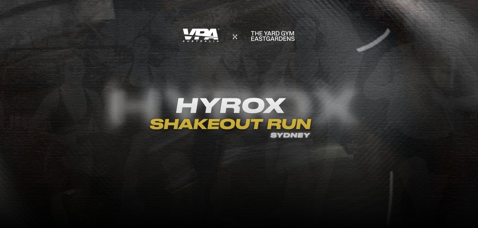 HYROX Shakeout Run event logo on a dark background.