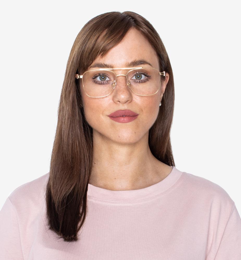 Drive Gold metal eyeglasses with wooden temples by Kraywoods — lightweight hybrid frame