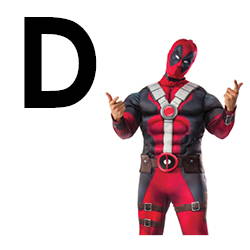 Image of man wearing Deadpool costume. Shop all Letter D costumes. 