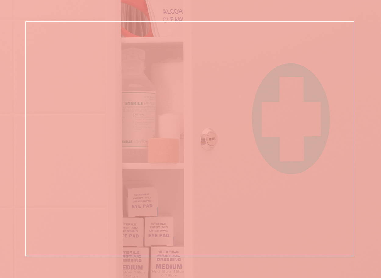 Bathroom medicine cabinet stocked with antihistamines, corticosteroids and decongestants to relieve symptoms