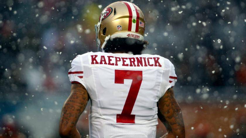 colin kaepernick wearing his jersey