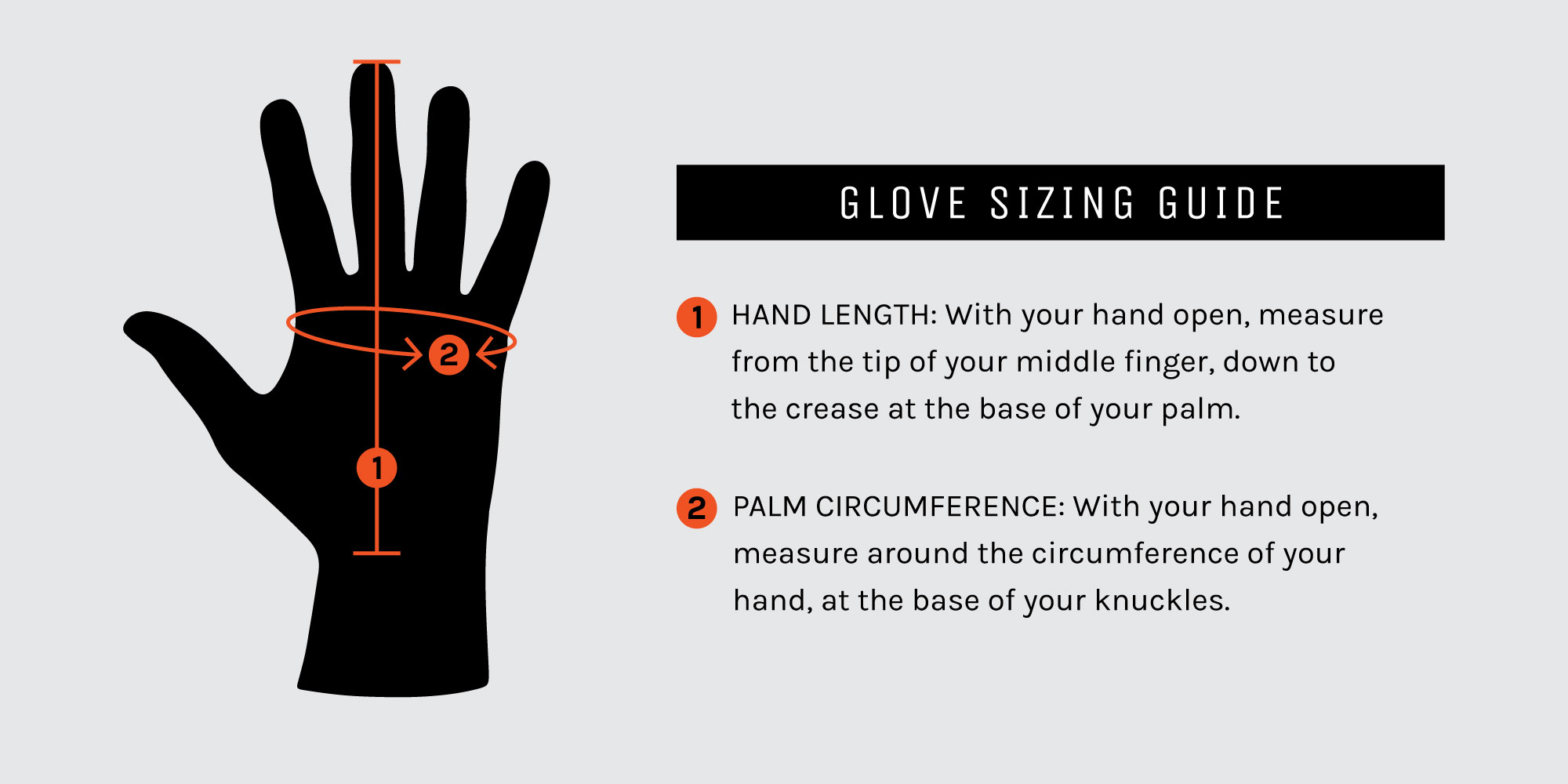 CRBN SC AIR GLOVES SIZE GUIDE INFORMATION