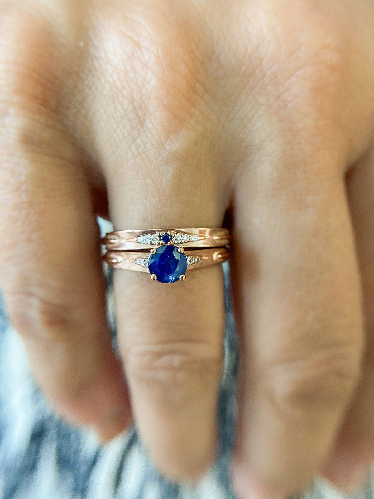 Lapis Sapphire Bridal Ring Set