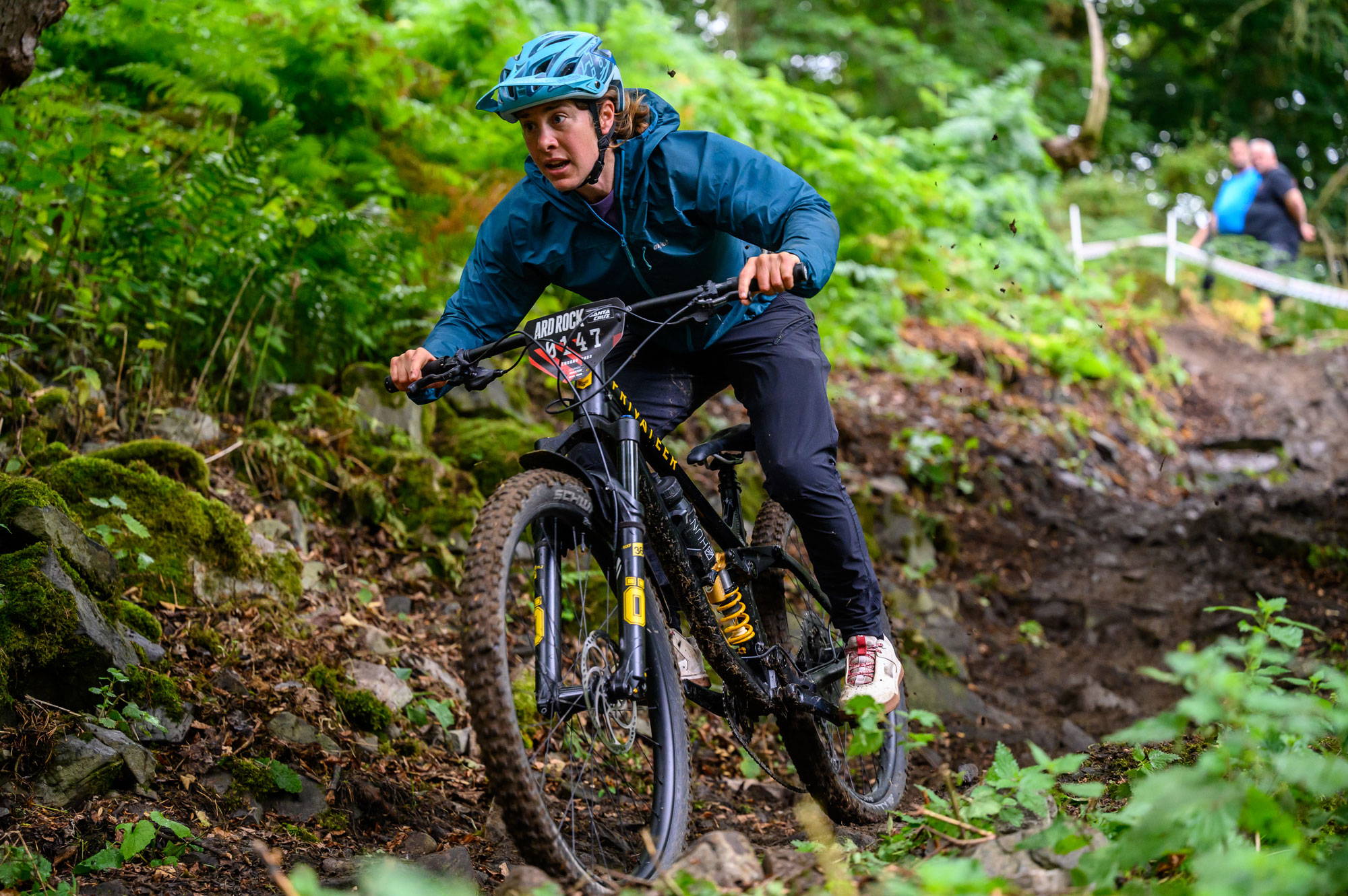 Katy Curd riding the Privateer Mountain Bike